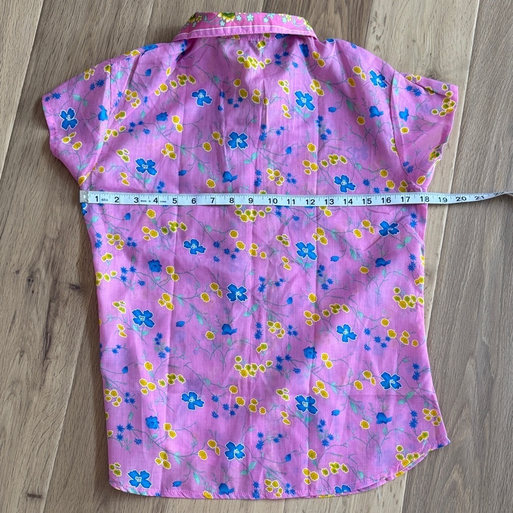 NWT Vibrant Pink Floral Cotton Blouse – Size Large - Picture 5 of 6